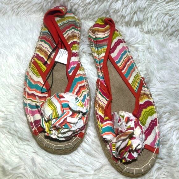 Lane Bryant Women's Flats Shoes Striped Multicolored Open Toe Size 9W - Picture 1 of 6